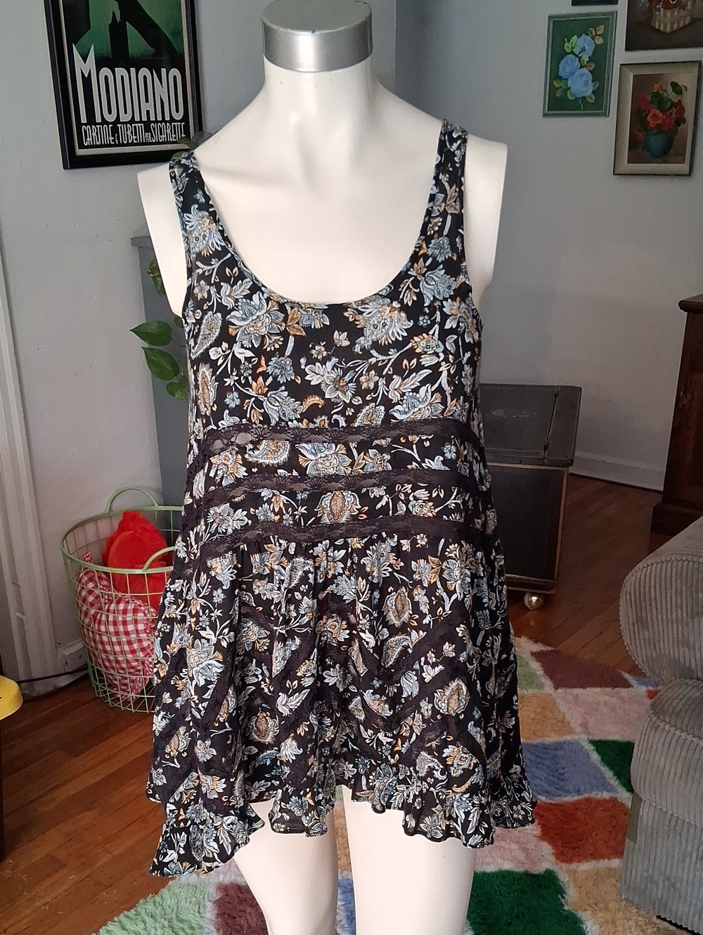 Free People Trapeze Dress in Floral Print, xs